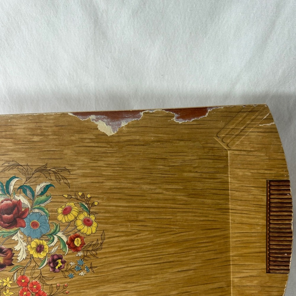 VTG Hasko Woodgrain Melamine Platter Tray Set of 4 Floral Mid Century MCM USA - Picture 14 of 16